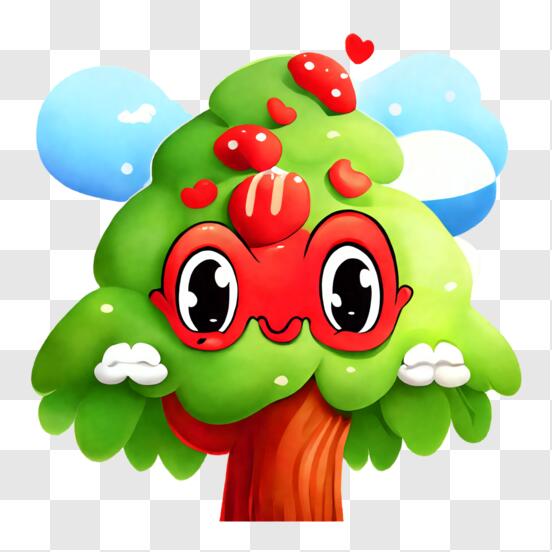 Baixe Personagens de desenho animado com corações em seus rostos em pé ao  lado de uma árvore PNG - Creative Fabrica
