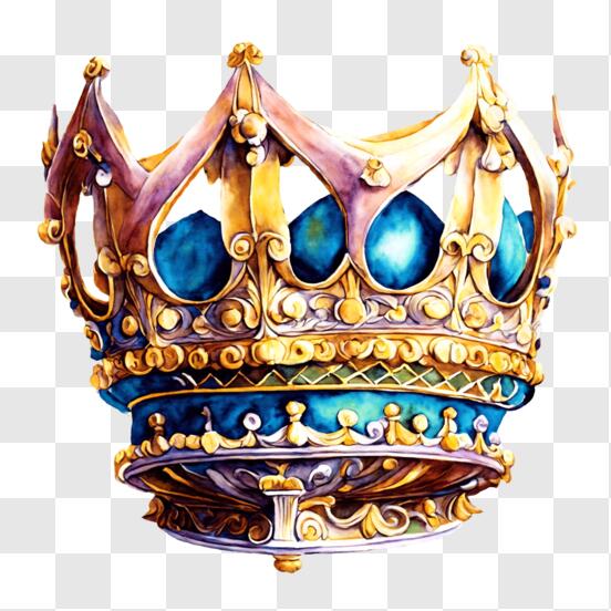Download Blue and Gold Crown Cake Topper PNG Online - Creative Fabrica