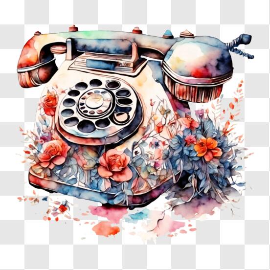 Descarga Obra de arte de teléfono vintage PNG En Línea - Creative Fabrica
