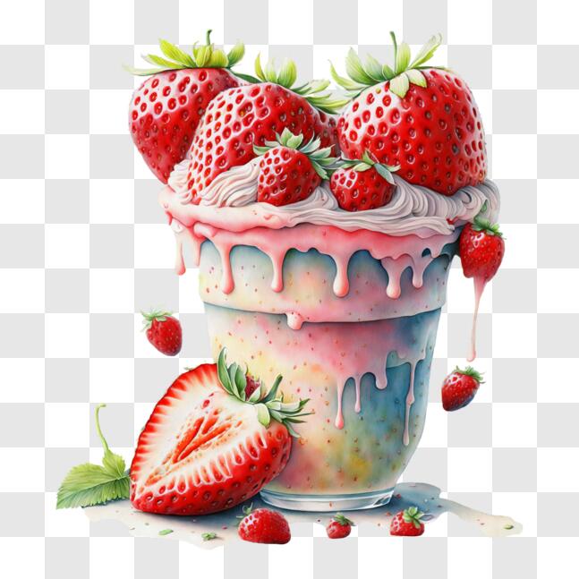 Download Refreshing Cup of Strawberries with Ice Cream and Whipped ...