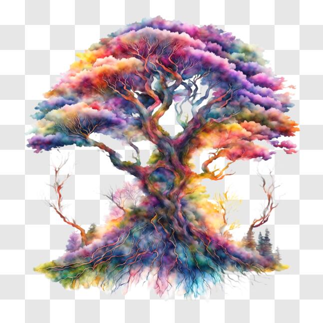 Download Colorful Tree in a Scenic Landscape PNGs Online - Creative Fabrica