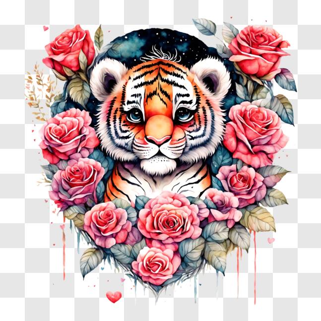 Download Intricate Floral Arrangement with a Tigress PNG Online ...