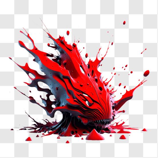 Download Abstract Red Paint Splatter on Black Background PNG
