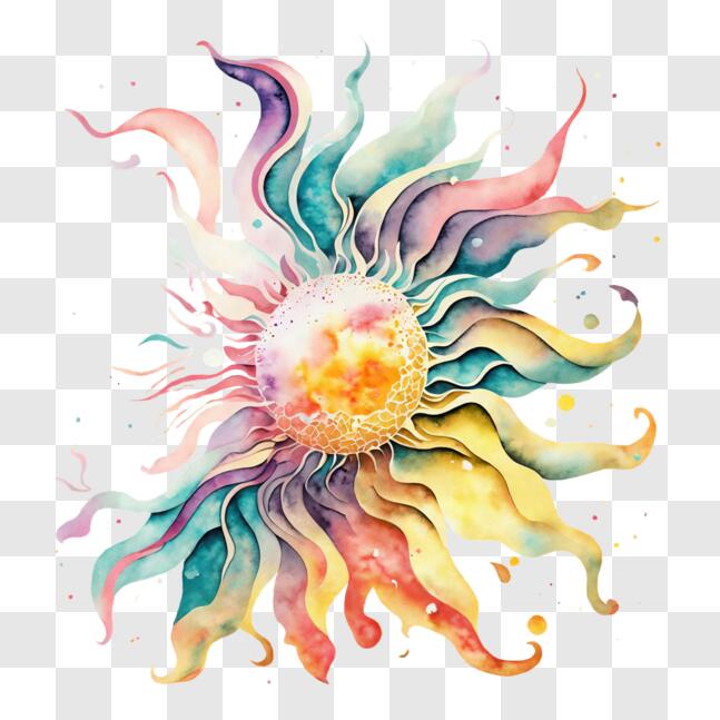 Download Colorful Abstract Sun with Swirling Lines PNGs Online ...