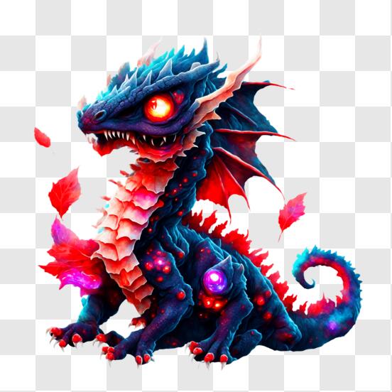 Download A Red And Blue Dragon With Feathers Wallpaper