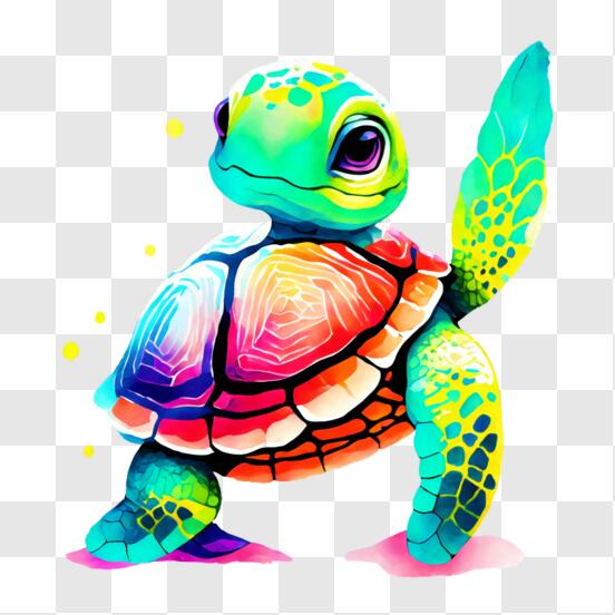 Download Colorful Turtle in Aquatic Habitat PNG Online - Creative Fabrica