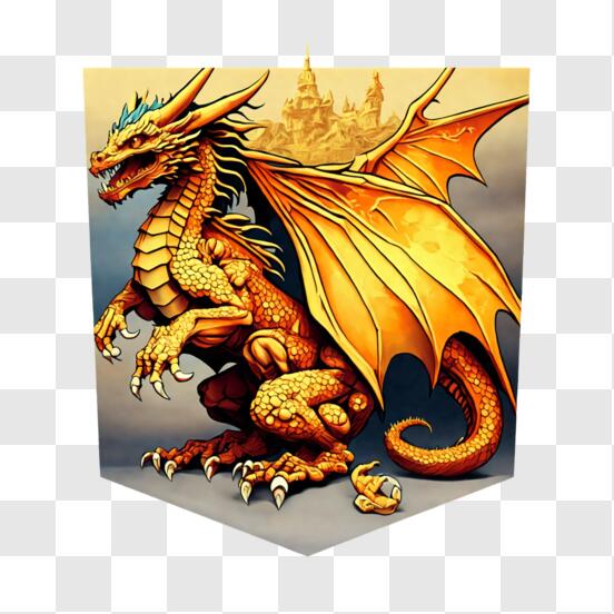 Télécharger Dragon coloré perché sur des rochers PNG En Ligne - Creative  Fabrica