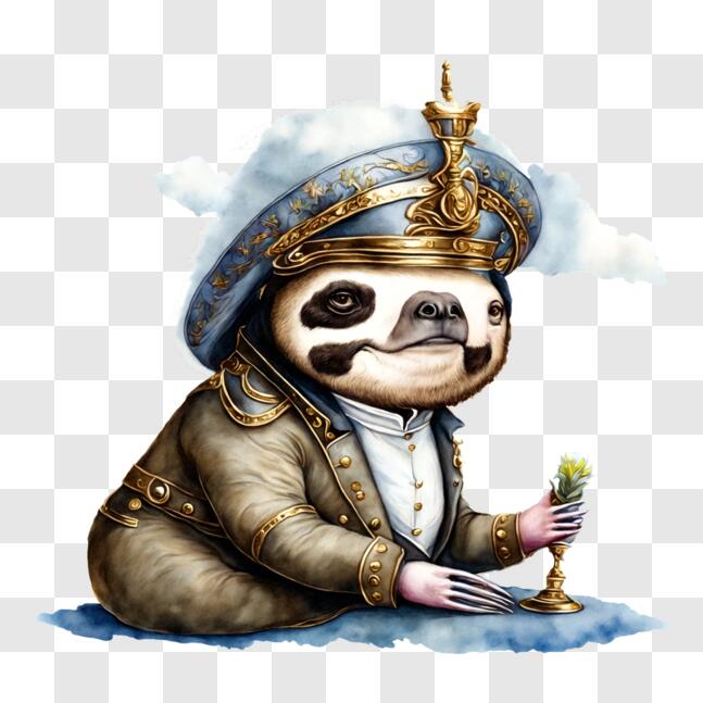 Download Funny Sloth Wearing Captain Costume on Water PNGs Online ...