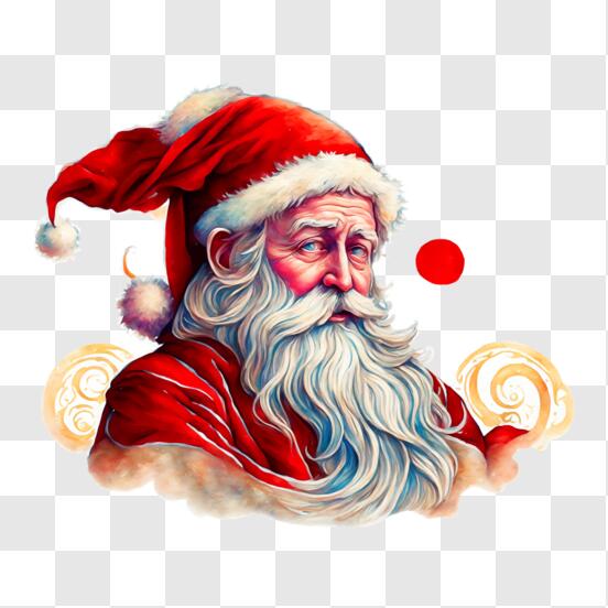 Télécharger Père Noël avec barbe et chapeau PNG En Ligne