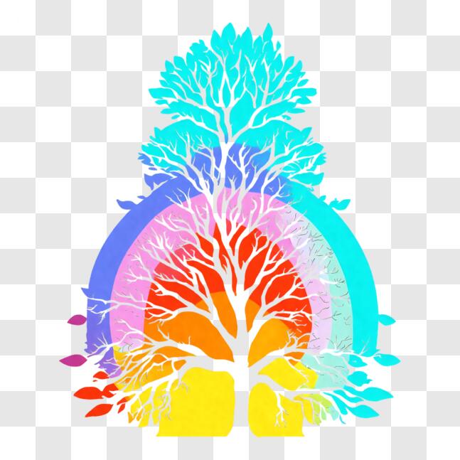 Download Colorful Tree with Leaves and Branches PNGs Online - Creative ...