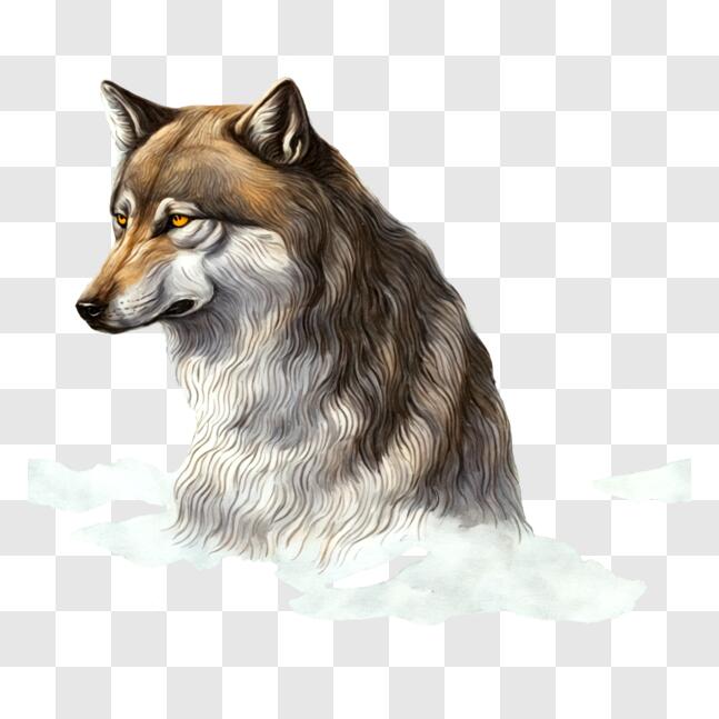 Download Gray Wolf Sitting on Clouds PNG Online - Creative Fabrica