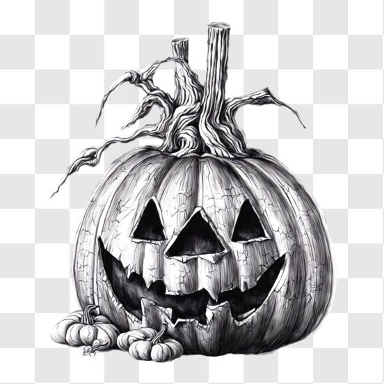 Scarica Disegno di zucca di Halloween in bianco e nero PNG Online - Creative  Fabrica