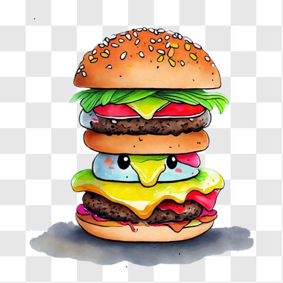 Hamburger Clipart-cartoon cheeseburger with lettuce tomato cheese lettuce clip  art