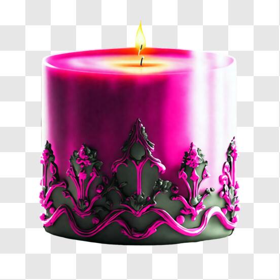 Pink Candle with Black and Silver Decorations