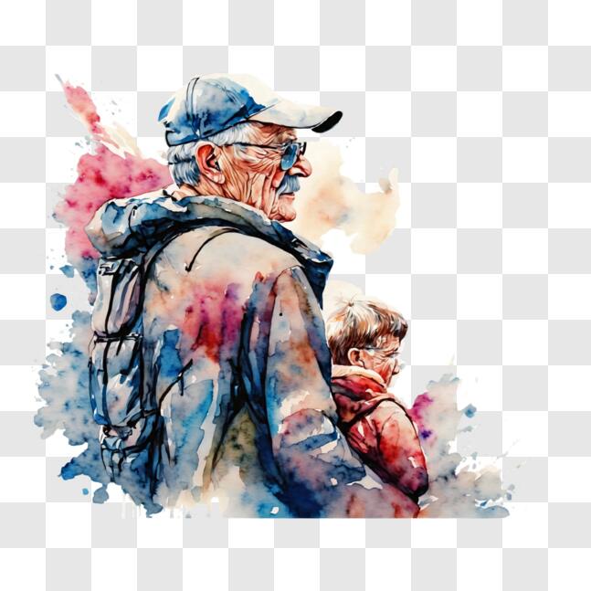 Download Watercolor Painting of Father and Son PNG Online - Creative ...