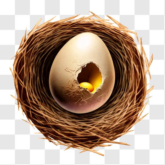 Download Bird's Nest with Cracked Egg PNG Online - Creative Fabrica