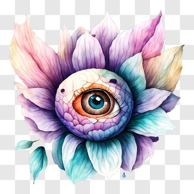 Download Colorful Flower with Eye Symbolism PNG Online - Creative Fabrica