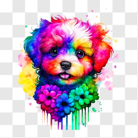 Black Dog Diamond Painting Colorful Design Background Embroidery Wall  Decoration
