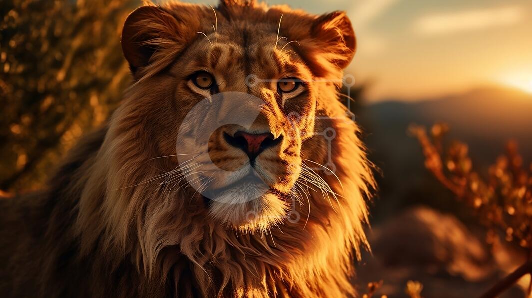 Serious Lion with Dark Mane Looking at Camera stock photo | Creative ...