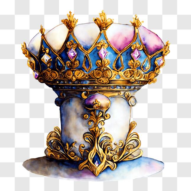Download Intricately Designed Crown on a Decorative Pedestal PNG Online ...