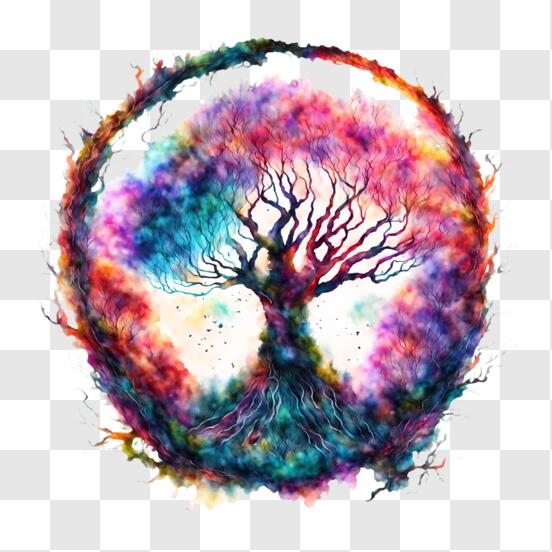 Download Colorful Tree of Life - Abstract Art PNGs Online - Creative ...
