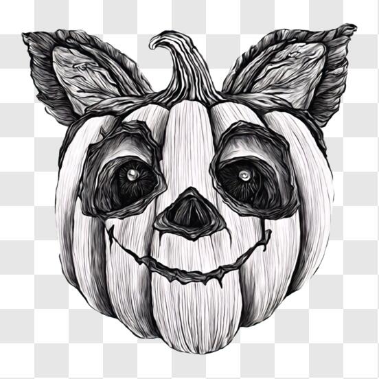 Scarica Disegno di una zucca di Halloween in bianco e nero PNG Online - Creative  Fabrica