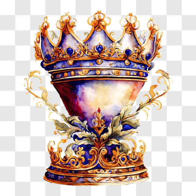 Download Blue and Gold Crown - Ornate Decorative Element PNG Online ...