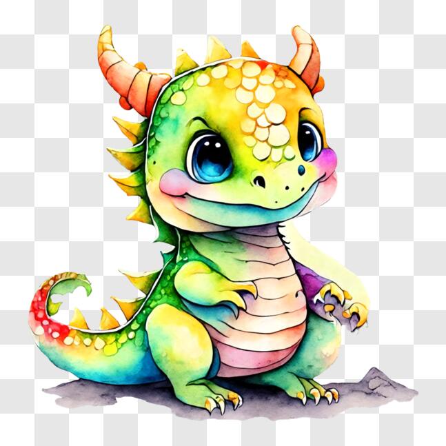 Desenho de Bebê dragão fofinho para colorir
