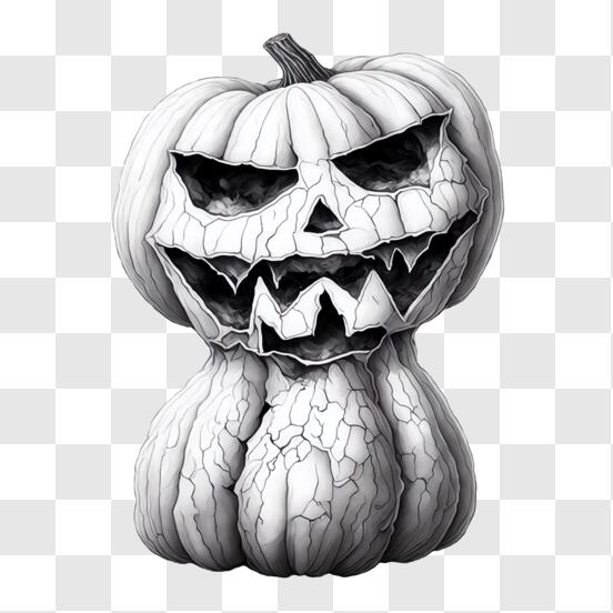 Scarica Disegno di zucca in bianco e nero per decorazioni di Halloween PNG  Online - Creative Fabrica