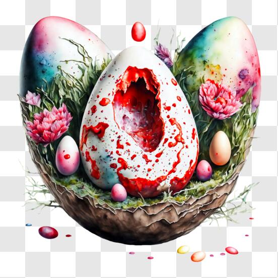 Download Easter Egg in Tree with Blood-Stained Eggs PNG Online