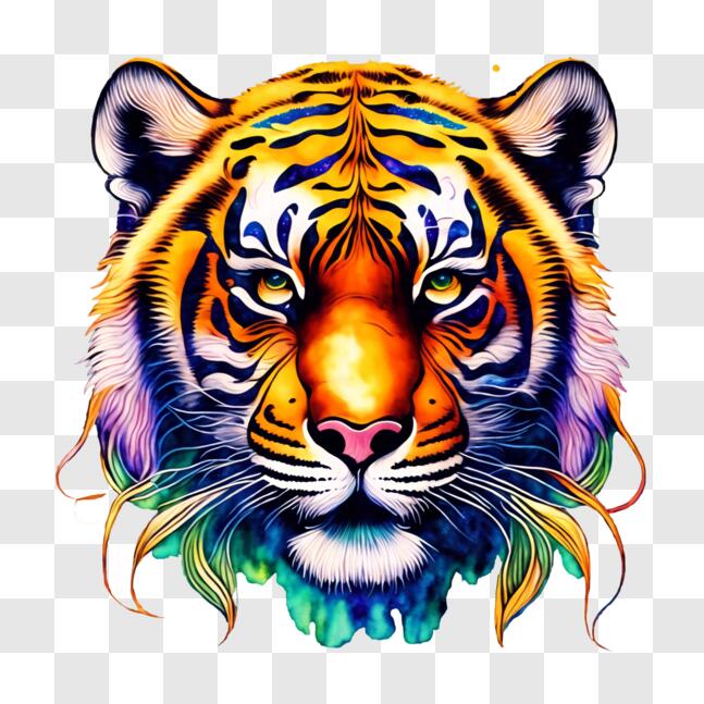 Download Colorful Tiger's Head in Abstract Art PNG Online - Creative ...