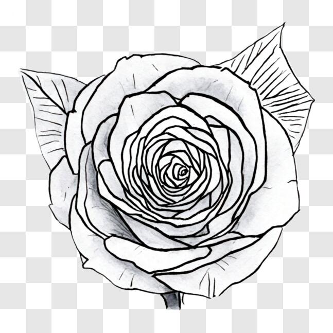Download Black and White Rose Drawing for Detailed Designs PNG Online ...