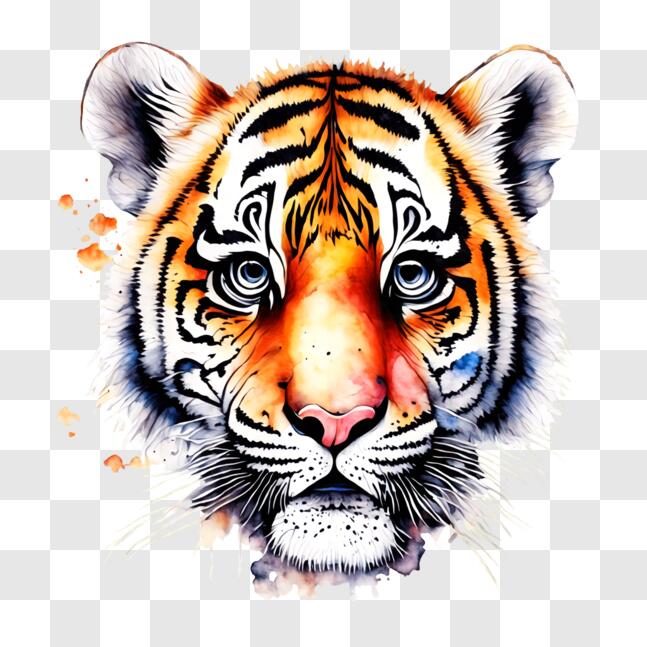 Download Colorful Tiger Face Painting for Awareness PNG Online ...