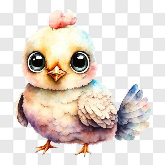 Download Cute and Colorful Watercolor Chicken Illustration PNG Online ...