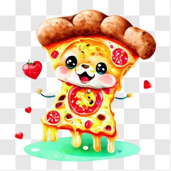 Download Heart-shaped Pizza Slice with Strawberry Decorations PNG Online -  Creative Fabrica