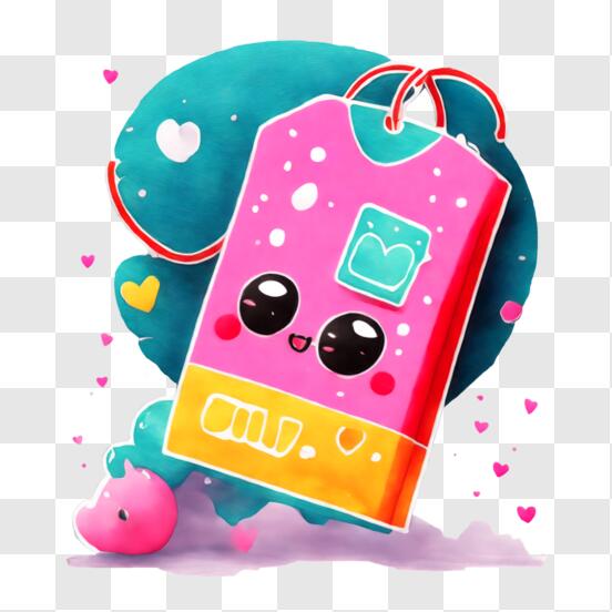 Scarica Adorabile personaggio cartone animato rosa che tiene una scatola a forma  di cuore di cioccolatini PNG Online - Creative Fabrica