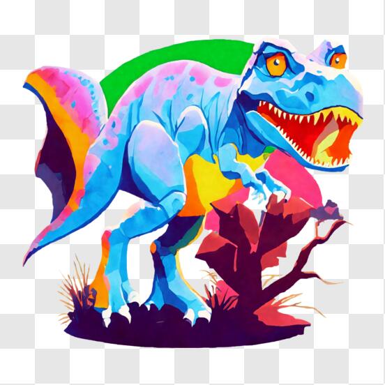 Dinossauro T-Rex Colorido em um Campo Gramado