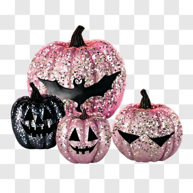 Download Pink and Black Glitter Pumpkins - Halloween Decor