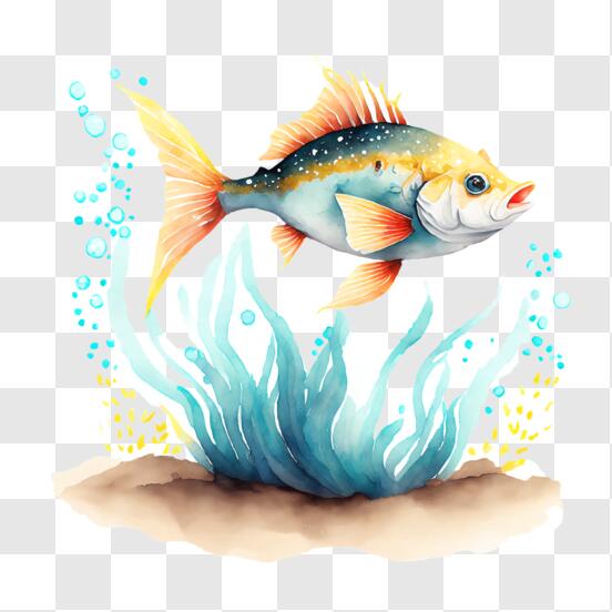 A painting of a rainbow fish jumping out of the water PowerPoint