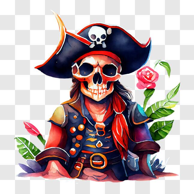 Download Pirate with Pistol and Rose PNG Online - Creative Fabrica