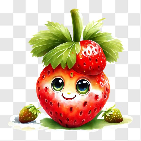 Scarica Carina Fragola Cartoon Seduta su una Pila di Fragole PNG Online -  Creative Fabrica