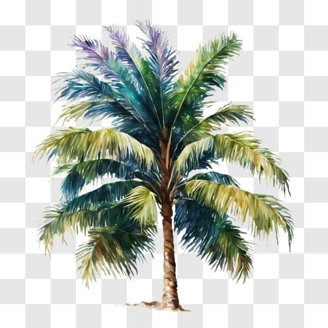 Download Exotic Palm Tree Watercolor Painting PNG Online - Creative Fabrica