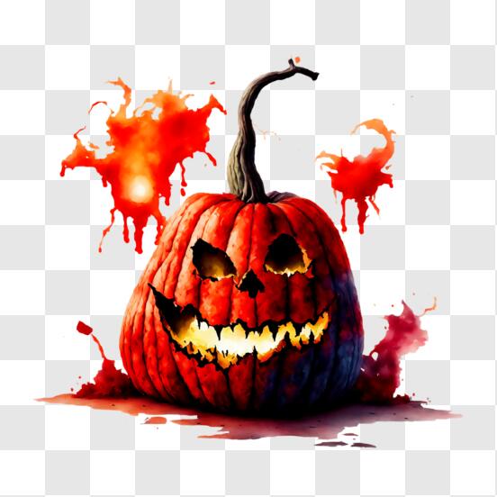 Imagem assustadora de Halloween de uma Jack-o-lantern com uma cara