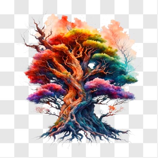 Scarica Opera d'arte di un albero colorato per l'arredamento della