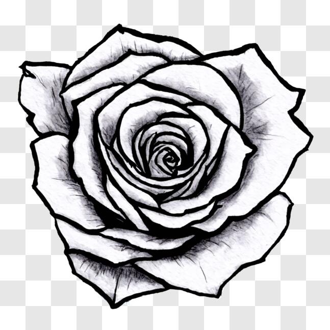Download Black and White Rose Drawing for Decorative Purposes PNG ...