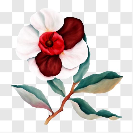 Scarica Dipinto artistico di fiore bianco e rosso su sfondo nero