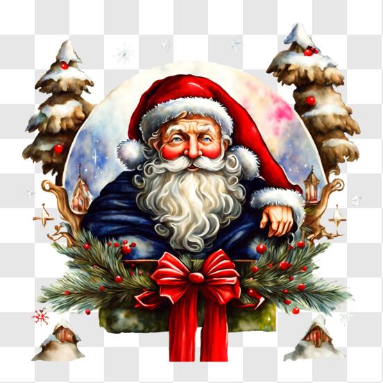 Scarica Buone vacanze Santa Claus che dipinge PNG Online - Creative Fabrica