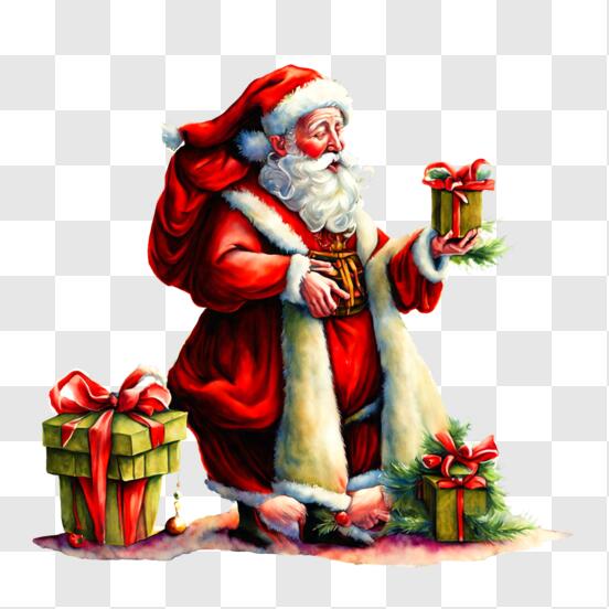Feliz Natal Com Desenho Animado Papai Noel Segurando Ilustração De Presente  De Natal PNG , Papai Noel, Natal, Feriado PNG Imagem para download gratuito