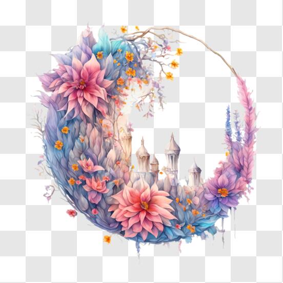 Moon with Flowers and Castles - Fantasy Illustration Cartoons Moon with Flowers and Castles - Fantasy Illustration Cartoons thumbnail