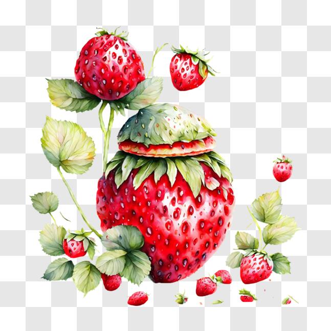 Download Watercolor Painting of Attractive Strawberry PNG Online ...